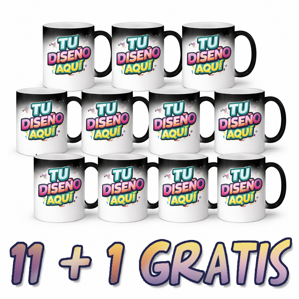 11 Tazas Mágicas Personalizadas + 1 GRATIS | Taza Mágica Sublimada | Promoción 12 Tazas Personalizadas