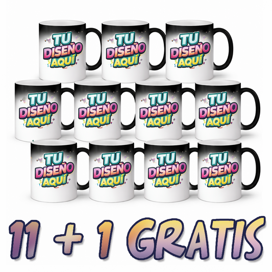 11 Tazas Mágicas Personalizadas + 1 GRATIS | Taza Mágica Sublimada | Promoción 12 Tazas Personalizadas