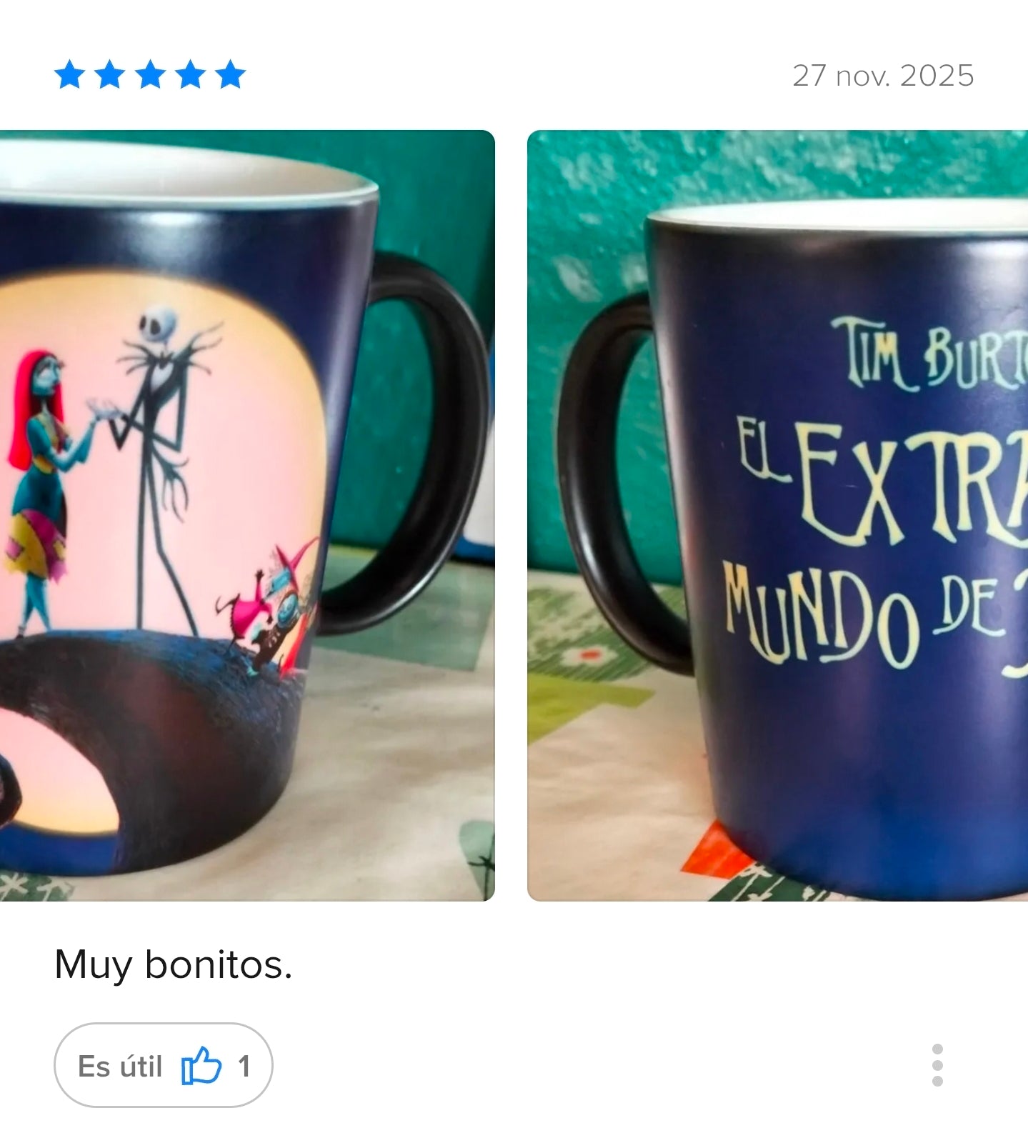 Taza mágica estilo calavera Jack y su novia El extraño mundo