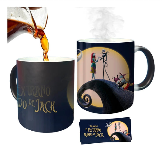 Taza mágica estilo calavera Jack y su novia El extraño mundo